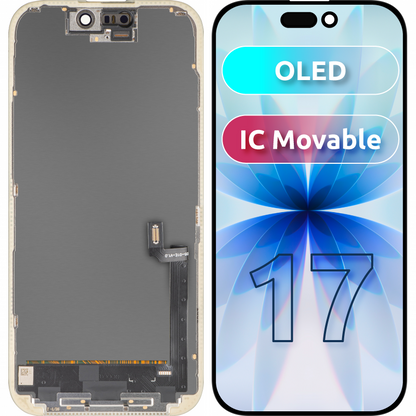 Οθόνη με Touchscreen MP συμβατή με Apple iPhone 17, με Πλαίσιο, Έκδοση OLED FHD IC Movable, Μαύρο