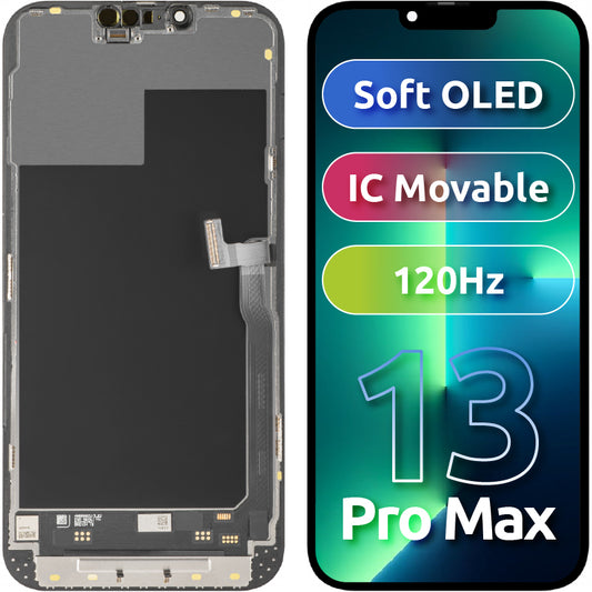 Οθόνη με οθόνη αφής MP συμβατή με Apple iPhone 13 Pro Max, με Πλαίσιο, Έκδοση Soft OLED IC Movable 120Hz FHD, Μαύρη