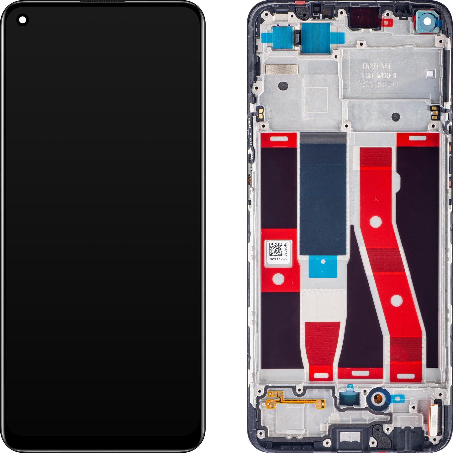 Οθόνη με οθόνη αφής Oppo Reno5 F / A94 / F19 Pro / Reno5 Lite, με πλαίσιο, μαύρο, Service Pack 4906763