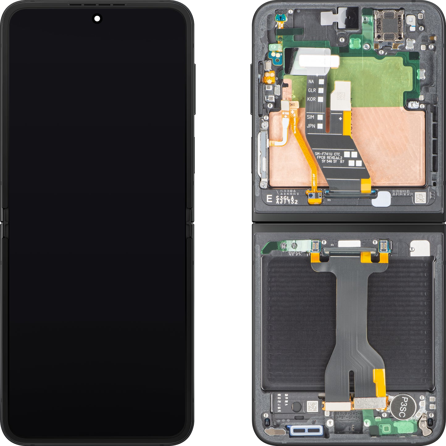 Οθόνη με Αφή Samsung Galaxy Z Flip6 F741, με Πλαίσιο, Sub Inner, Μαύρο, Service Pack GH82-35014E