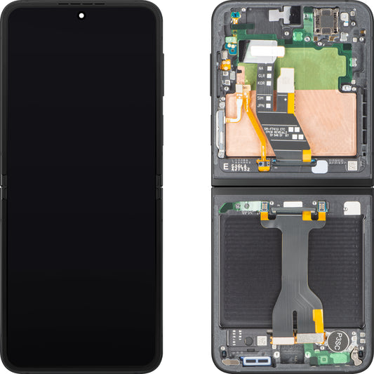 Οθόνη με Αφή Samsung Galaxy Z Flip7 FE F761, με Πλαίσιο, Εσωτερική Υποδοχή, Μαύρο, Service Pack GH82-37734A