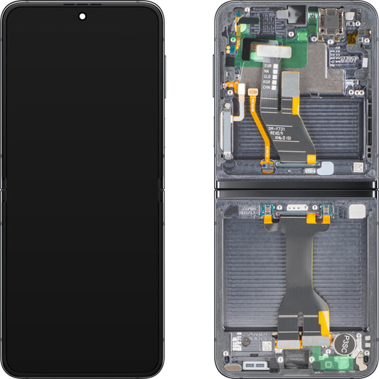 Οθόνη με Αφή Samsung Galaxy Z Flip5 F731, με Πλαίσιο, Εσωτερική Υποδοχή, Γκρι (Graphite), Πακέτο Σέρβις GH82-31827A