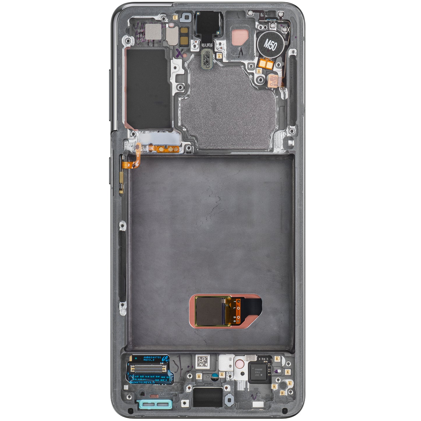 Οθόνη αφής Samsung Galaxy S21 5G G991, με πλαίσιο, γκρι, πακέτο σέρβις GH82-24544A