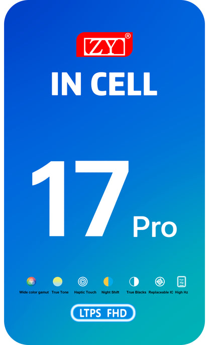 Οθόνη αφής ZY για Apple iPhone 17 Pro, με Πλαίσιο, Έκδοση LCD In-Cell IC Movable, Μαύρο