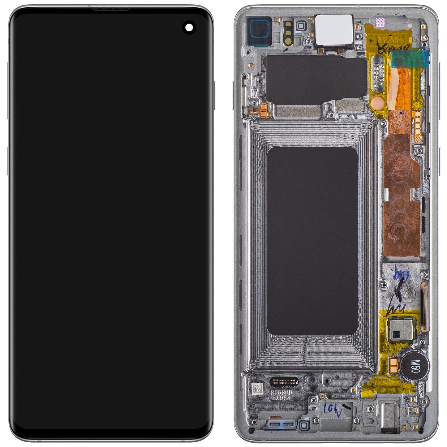 Samsung Galaxy Galaxy S10 G973 Οθόνη αφής με πλαίσιο, ασημί (λευκό πρίσμα), πακέτο σέρβις GH82-18850B