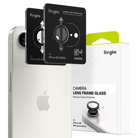 Ringke Rear Camera Protection Film for Apple iPhone 16e, Tempered Glass, Set of 2 pieces, Black