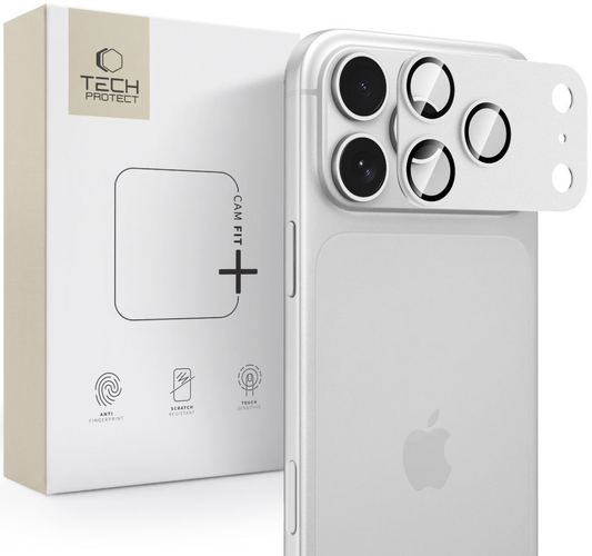Προστατευτική μεμβράνη κάμερας πίσω Tech-Protect CamFull Fit+ για Apple iPhone 18 Pro, ασφαλισμένο γυαλί, ασημί