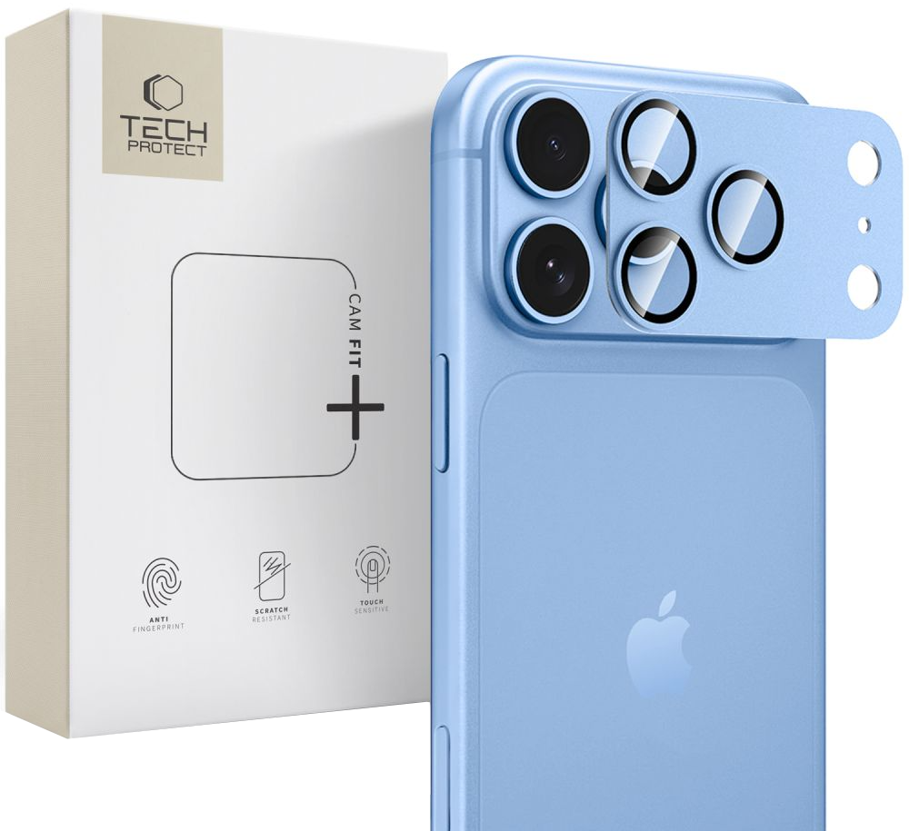 Προστατευτικό κάλυμμα πίσω κάμερας Tech-Protect CamFull Fit+ για Apple iPhone 18 Pro Max, Σκληρυμένο Γυαλί, Γαλάζιο