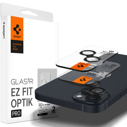 Προστατευτική Μεμβράνη Κάμερας Πίσω Spigen GlastR EZ FIT Optik Pro για Apple iPhone 15 Plus / 15, Ενισχυμένο Γυαλί, Σετ 2 τεμαχίων, Μαύρο AGL05213