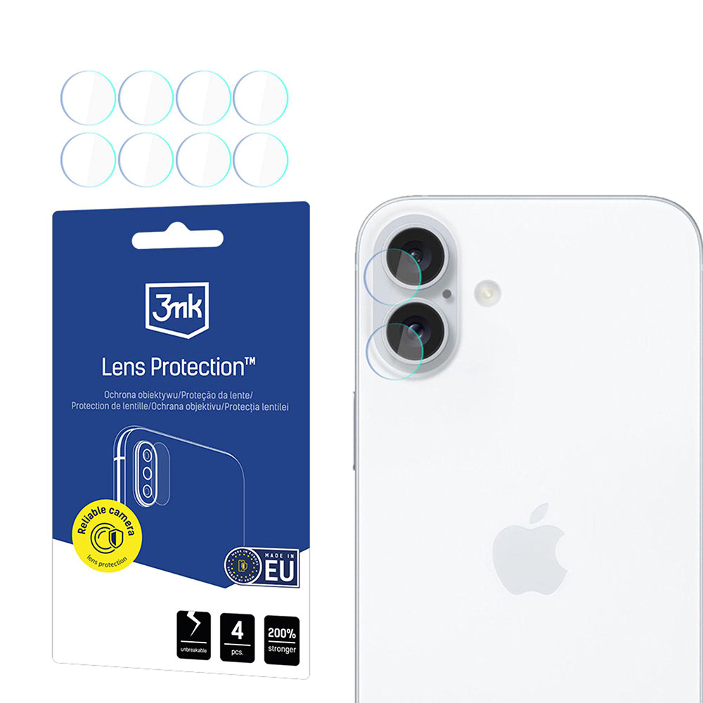 Προστατευτική Μεμβράνη Κάμερας Πίσω 3MK Protection για Apple iPhone 17, Ενισχυμένο Γυαλί, Σετ 4 τεμαχίων, Διαφανής