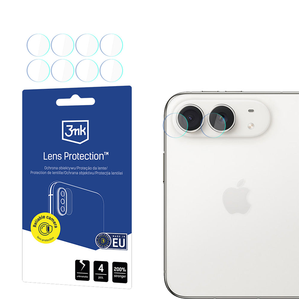 Προστατευτικό τζαμιού πίσω κάμερας 3MK Protection για Apple iPhone Duo, Σκληρυμένο Γυαλί, Σετ 4 τεμαχίων, Διαφανές