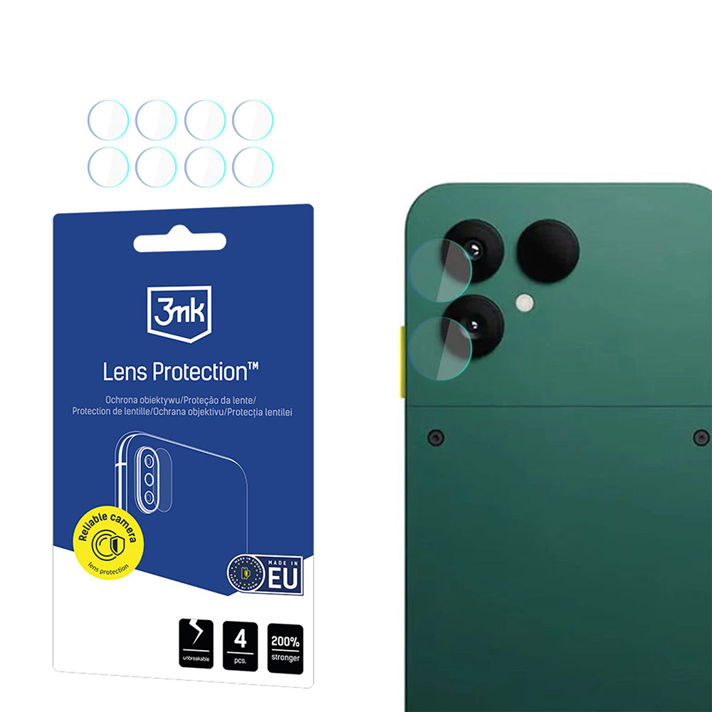 Προστατευτική μεμβράνη πίσω κάμερας 3MK Protection για Fairphone 6, Ασφαλισμένο γυαλί, Σετ 4 τεμαχίων, Διαφανές