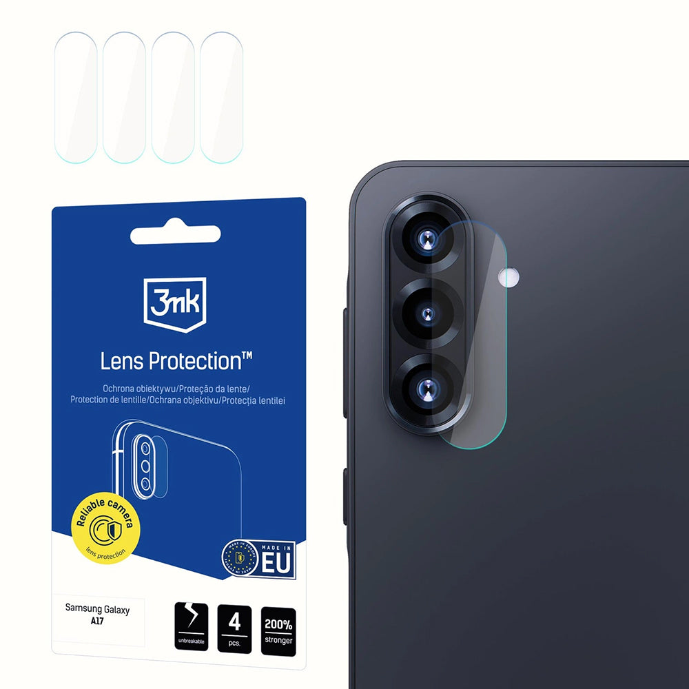 Προστατευτική μεμβράνη πίσω κάμερας 3MK Protection για Samsung Galaxy A17 4G / A17 5G, Ευέλικτο γυαλί, Σετ 4 τεμαχίων, Διαφανές
