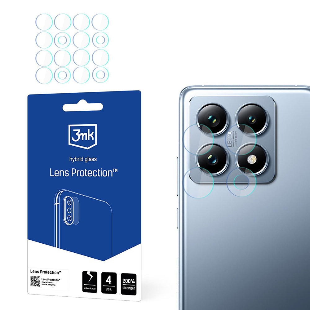 Προστατευτική μεμβράνη πίσω κάμερας 3MK Protection για Xiaomi 14T Pro / 14T, Ευέλικτο γυαλί, Σετ 4 τεμαχίων, Διαφανές