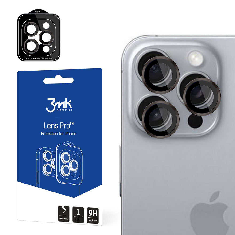 Προστατευτική μεμβράνη πίσω κάμερας 3MK Protection Pro για Apple iPhone 16 Pro Max / 16 Pro, Ασφαλισμένο γυαλί, Γκρι