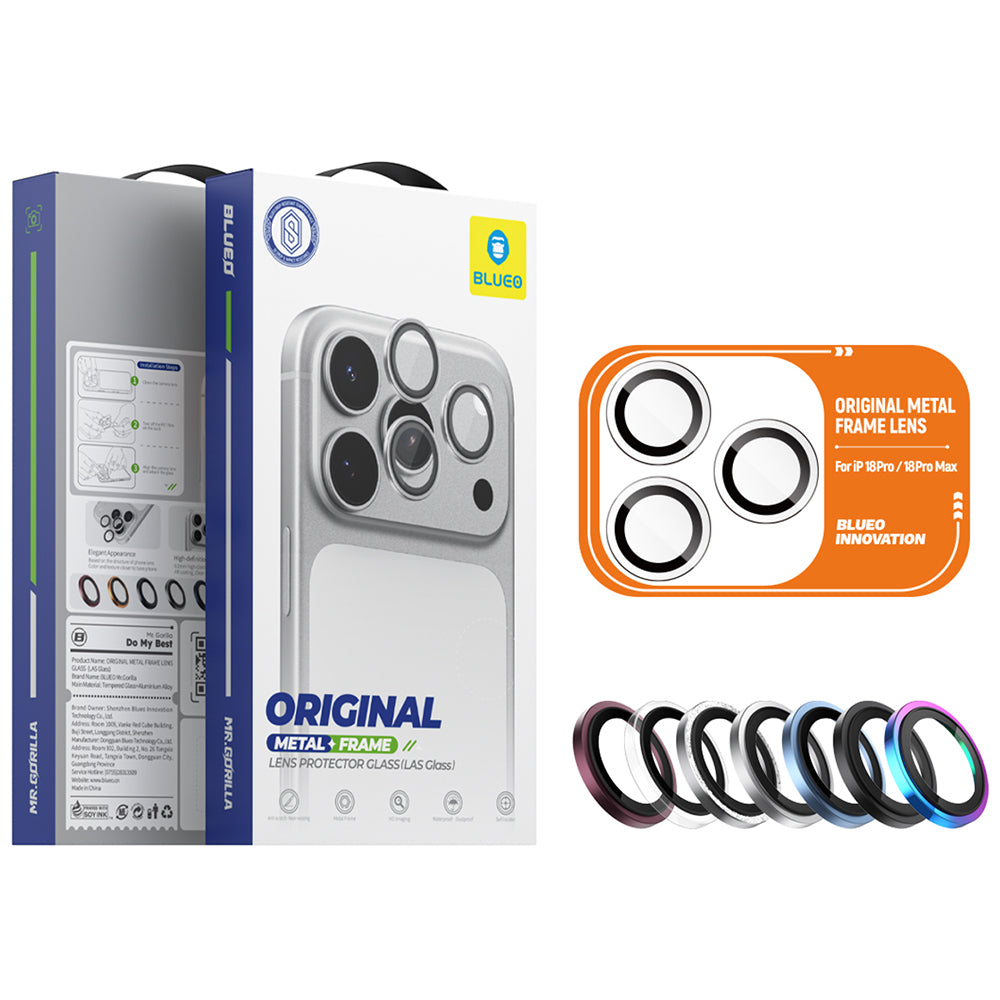 Προστατευτικό κάλυμμα πίσω κάμερας Blueo Metal Frame για Apple iPhone 18 Pro / 18 Pro Max, Σκληρυμένο Γυαλί, Διαφανές