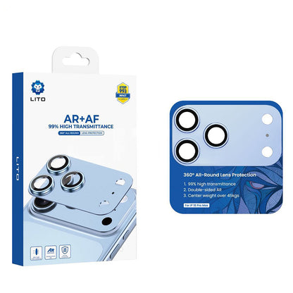 Προστατευτική μεμβράνη κάμερας πίσω Lito Crown Halo AR + AF για Apple iPhone 18 Pro, ασφαλισμένο γυαλί, μπλε