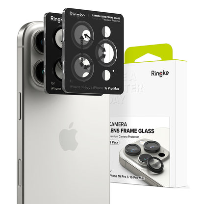 Προστατευτική Μεμβράνη Κάμερας Πίσω Ringke για Apple iPhone 16 Pro Max / 16 Pro, Ενισχυμένο Γυαλί, Σετ 2 τεμαχίων, Μαύρη