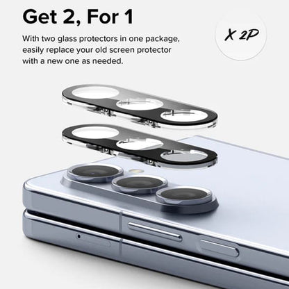 Προστατευτική μεμβράνη κάμερας πίσω Ringke για Samsung Galaxy Z Fold5 F946, tempered glass, σετ 2 τεμαχίων, διαφανής