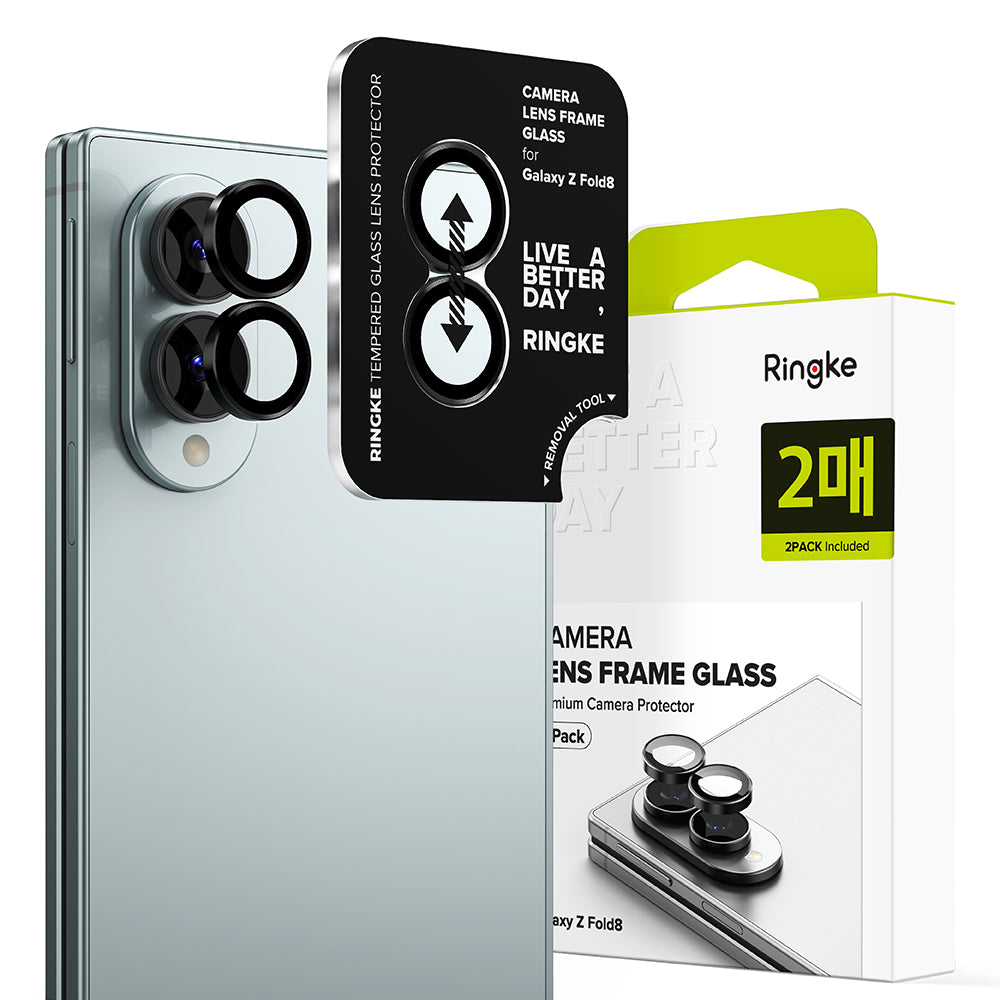 Προστατευτική μεμβράνη πίσω κάμερας Ringke για Samsung Galaxy Z Fold8 F971, Ασφαλισμένο γυαλί, Σετ 2 τεμαχίων, Μαύρο