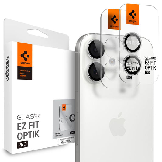 Προστατευτική Μεμβράνη Κάμερας Πίσω Spigen GlastR EZ FIT Optik Pro για Apple iPhone 17 / 16 Plus / 16, Ενισχυμένο Γυαλί, Σετ 2 τεμαχίων, Ασημί