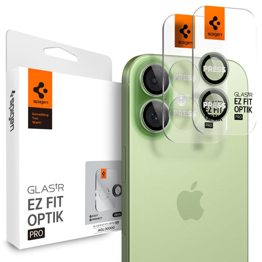 Προστατευτική Μεμβράνη Κάμερας Πίσω Spigen GlastR EZ FIT Optik Pro για Apple iPhone 17 / 16 Plus / 16, Ενισχυμένο Γυαλί, Σετ 2 τεμαχίων, Πράσινο AGL10128