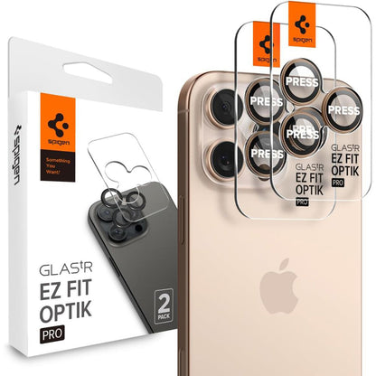 Προστατευτική Μεμβράνη Κάμερας Πίσω Spigen GlastR EZ FIT Optik Pro για Apple iPhone 16 Pro, Ενισχυμένο Γυαλί, Σετ 2 τεμαχίων, Χρώμα Μπρονζέ AGL08862