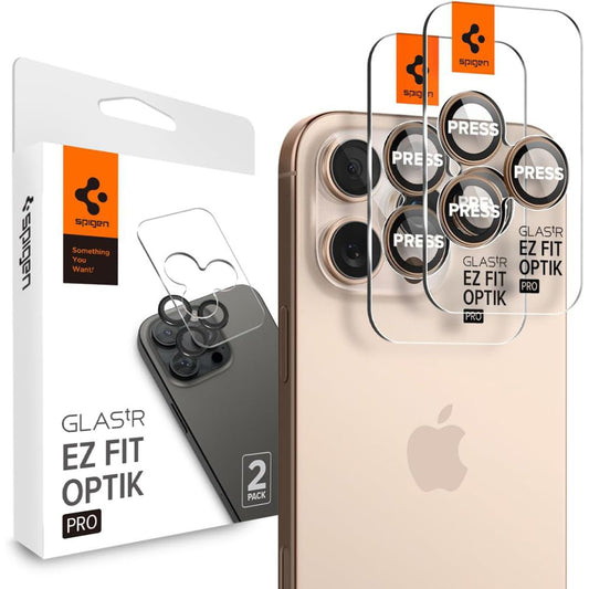 Προστατευτική Μεμβράνη Κάμερας Πίσω Spigen GlastR EZ FIT Optik Pro για Apple iPhone 16 Pro, Ενισχυμένο Γυαλί, Σετ 2 τεμαχίων, Χρώμα Μπρονζέ AGL08862