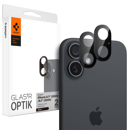Προστατευτική Μεμβράνη Κάμερας Πίσω Spigen GlastR Optik για Apple iPhone 16 Plus / 16, Ενισχυμένο Γυαλί, Σετ 2 τεμαχίων, Μαύρη AGL07922