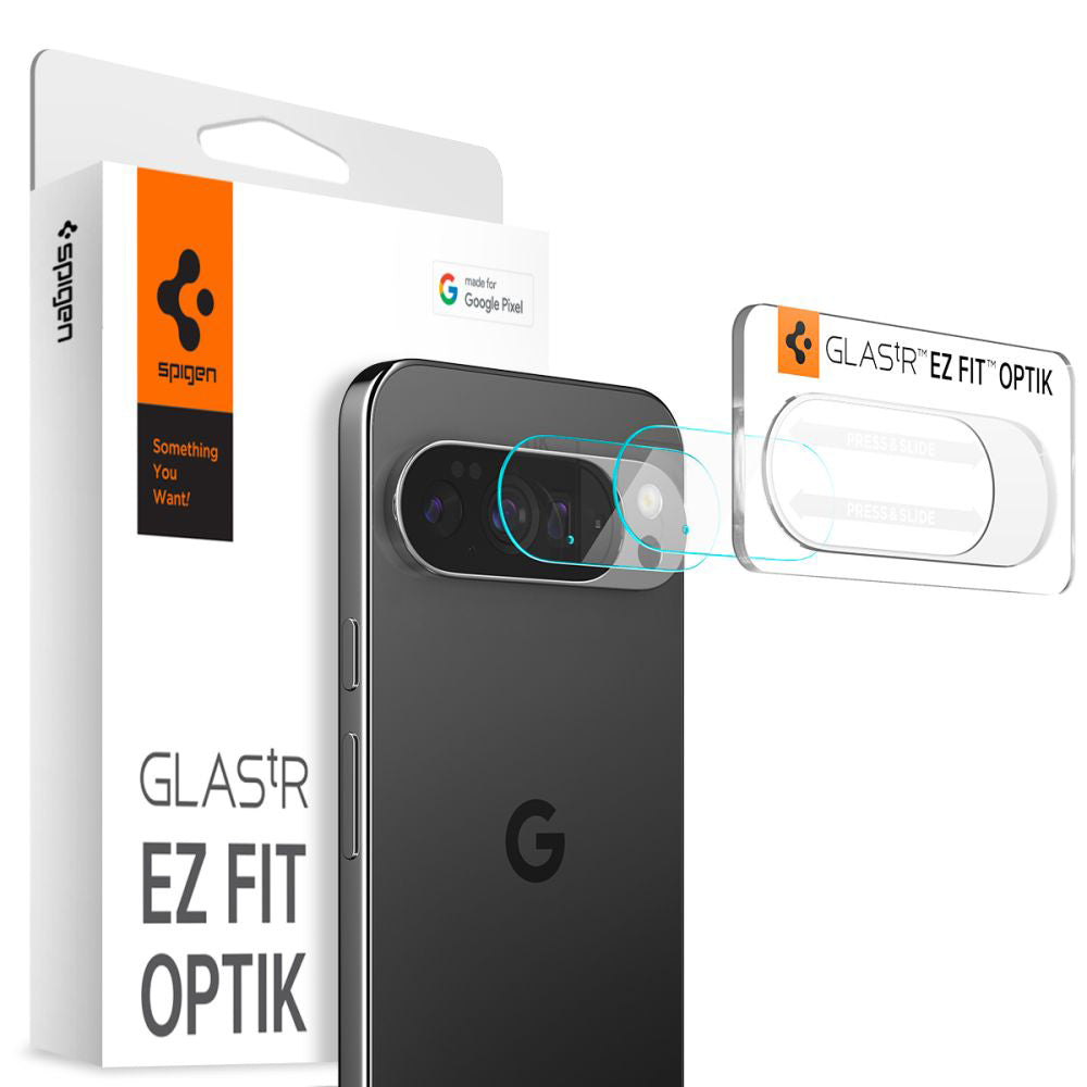Προστατευτική μεμβράνη πίσω κάμερας Spigen GlastR Optik για Google Pixel 10 Pro, ασφαλισμένο γυαλί, σετ 2 τεμαχίων, διαφανές AGL09662