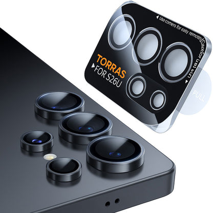 Torras Lensguard Rear Camera Protection Film for Samsung Galaxy S26 Ultra, Tempered Glass, Black