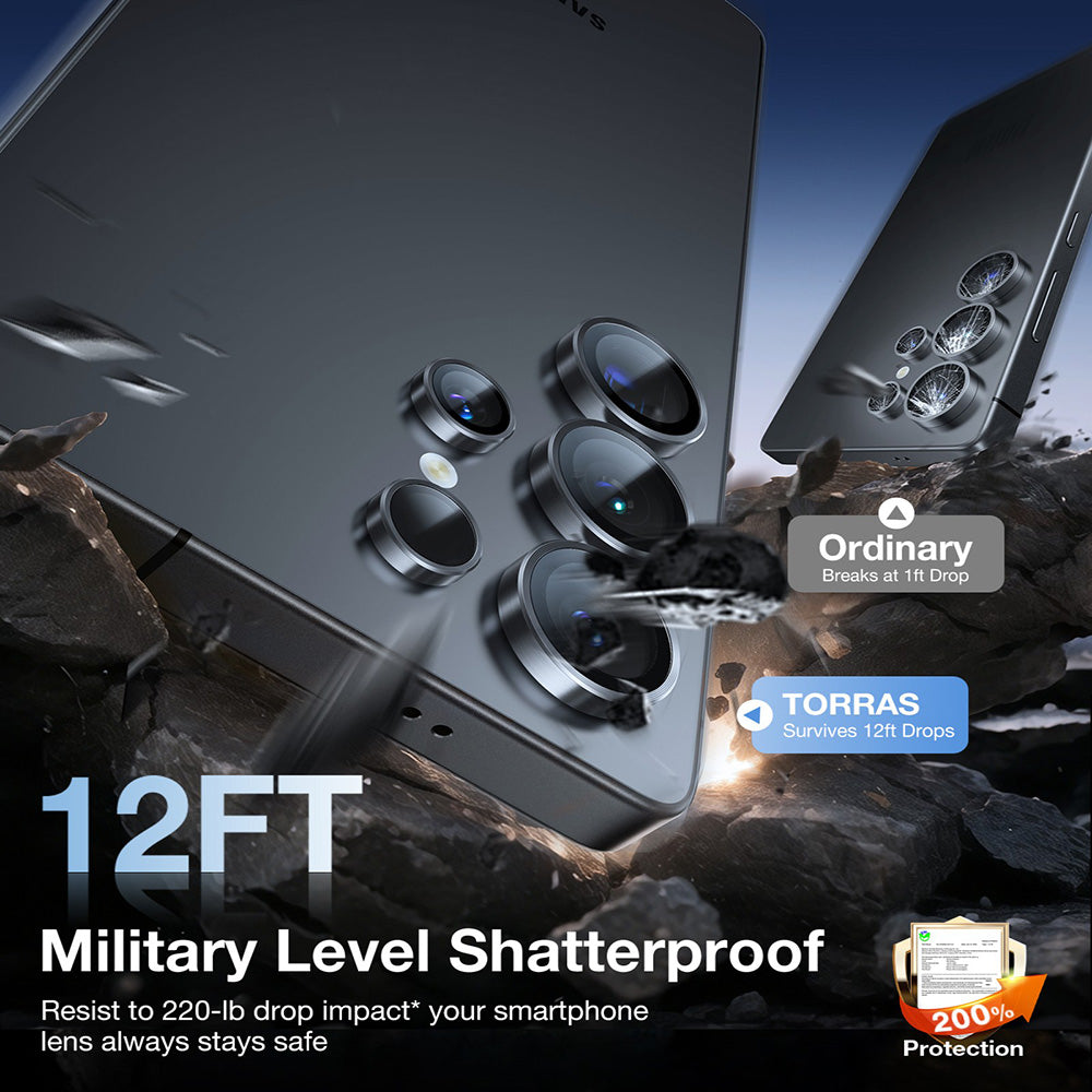 Torras Lensguard Rear Camera Protection Film for Samsung Galaxy S26 Ultra, Tempered Glass, Black