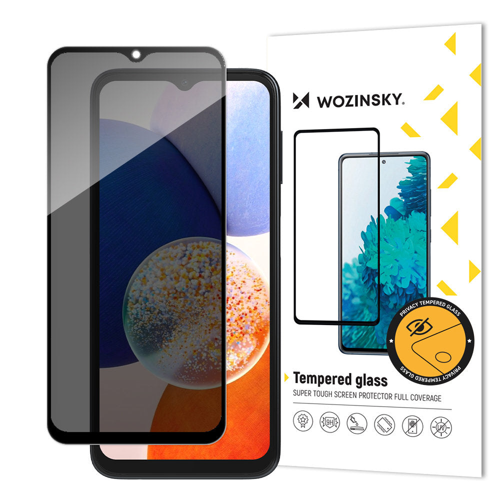 WZK AntiSpy Προστατευτικό οθόνης για Samsung Galaxy A14 A145 / A14 5G A146, Προστατευτικό γυαλί, πλήρης κόλλα