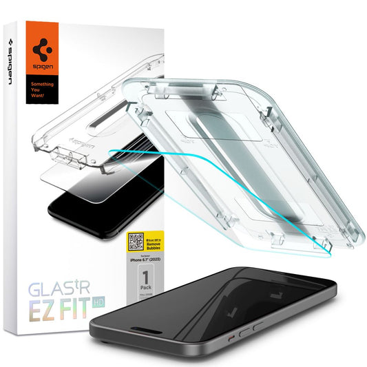 Προστατευτική Μεμβράνη Οθόνης Spigen GlastR EZ FIT HD για Apple iPhone 15, Ενισχυμένο Γυαλί, Πλήρης Κόλληση, 2.5D AGL06907