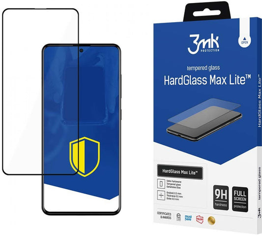 Ταινία προστασίας οθόνης 3MK HardGlass Max Lite για Samsung Galaxy A51 A515 / A52s 5G A528 / A52 5G A526, Προστατευμένο γυαλί, Πλήρης κόλλα, Μαύρο 