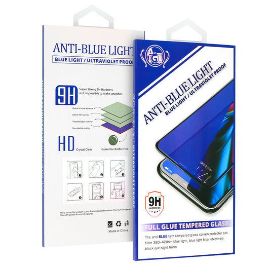 Folie de protectie Ecran Anti Blue Light OEM pentru Apple iPhone XR, Sticla Securizata, Full Glue, Neagra