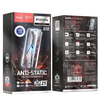 Προστατευτική Μεμβράνη Οθόνης HOCO για Apple iPhone 12 Pro Max, Ενισχυμένο Γυαλί, Πλήρης Κόλληση, Σετ 25 τεμαχίων, Μαύρη