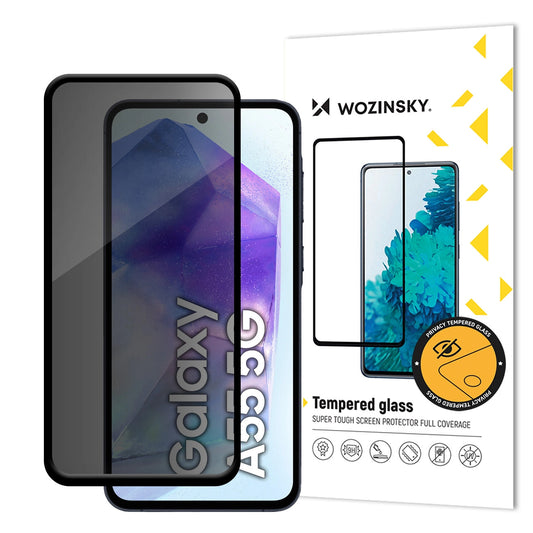 Προστατευτική μεμβράνη οθόνης Privacy WZK AntiSpy για Samsung Galaxy A55 5G A556, Ασφαλισμένο γυαλί, Πλήρης κόλλα