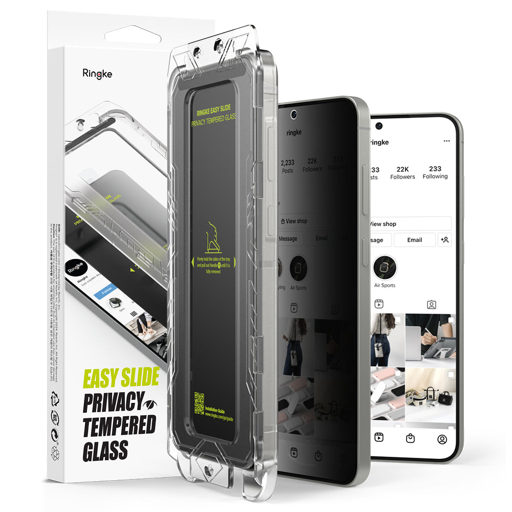 Προστατευτική Μεμβράνη Οθόνης Privacy Ringke Easy Slide για Samsung Galaxy S25 S931 / S24 S921, Ενισχυμένο Γυαλί, Πλήρης Κόλληση, Σετ 2 τεμαχίων