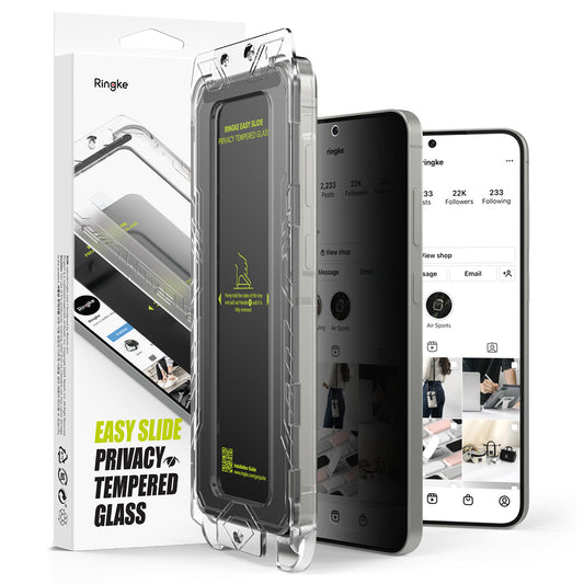 Προστατευτική Μεμβράνη Οθόνης Privacy Ringke Easy Slide για Samsung Galaxy S25 S931 / S24 S921, Ενισχυμένο Γυαλί, Πλήρης Κόλληση, Σετ 2 τεμαχίων