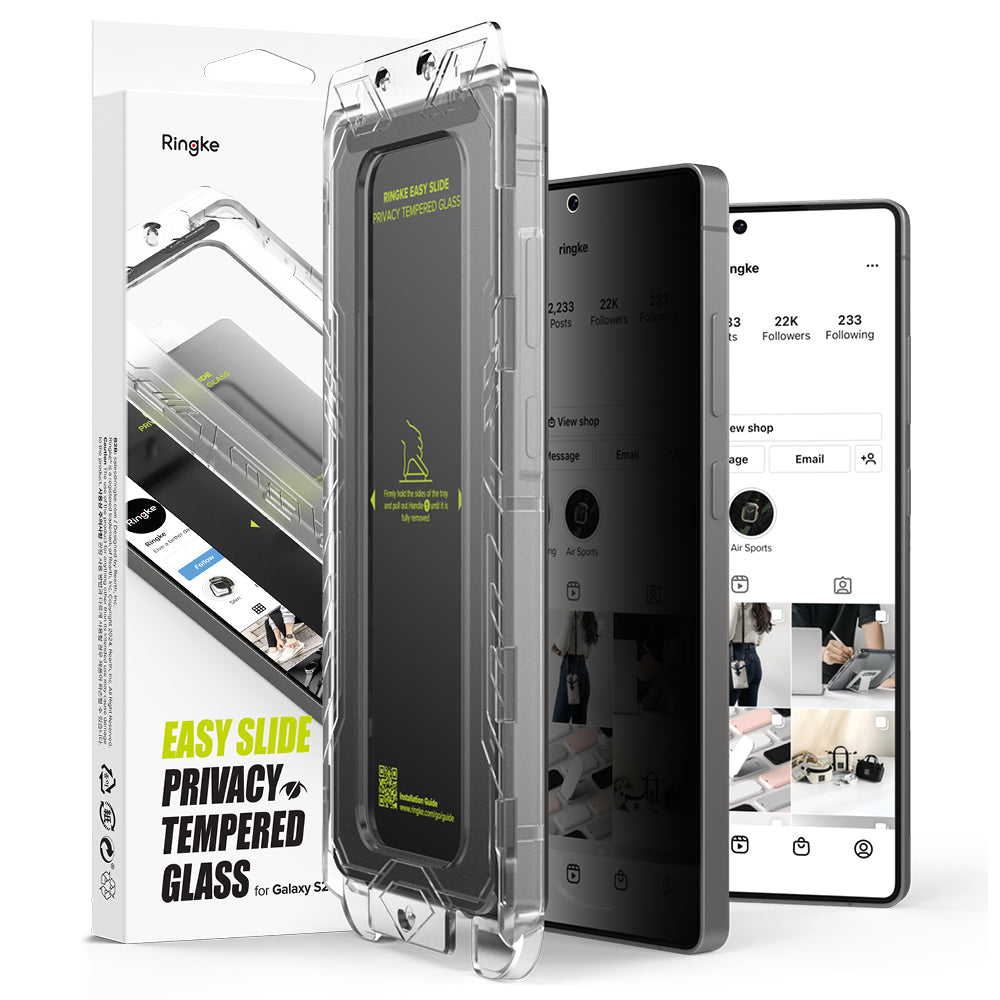 Προστατευτική Μεμβράνη Οθόνης Privacy Ringke Easy Slide για Samsung Galaxy S25 Ultra S938, Ενισχυμένο Γυαλί, Πλήρης Κόλληση, Σετ 2 τεμαχίων