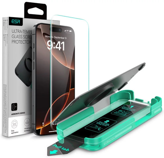 Προστατευτική Μεμβράνη Οθόνης ESR Armorite για Apple iPhone 16 Pro Max, Ενισχυμένο Γυαλί, Πλήρης Κόλληση, Μαύρη