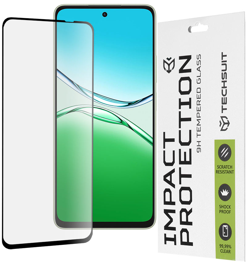 Προστατευτική μεμβράνη οθόνης Techsuit για Oppo A5 Pro 4G / A5 Pro, Ασφαλισμένο γυαλί, Πλήρης κόλλα, 111D, Μαύρο