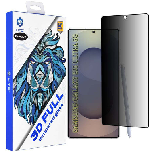 Προστατευτική μεμβράνη οθόνης Privacy Lito για Samsung Galaxy S25 Ultra S938, Ασφαλισμένο γυαλί, Full Glue, 3D