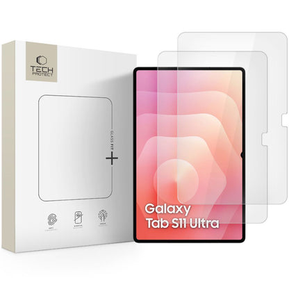 Προστατευτική Μεμβράνη Οθόνης Tech-Protect FIT+ για Samsung Galaxy Tab S11 Ultra / Tab S10 Ultra, Ενισχυμένο Γυαλί, Πλήρης Κόλληση, Σετ 2 τεμαχίων, 2.5D
