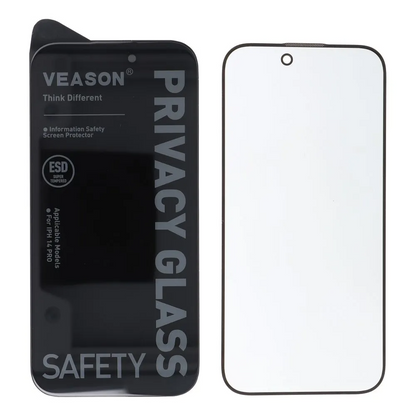 Προστατευτική μεμβράνη οθόνης Privacy Veason για Apple iPhone 17e / 16e / 14 / 13 Pro, Ασφαλισμένο γυαλί, Πλήρης κόλλα, 6D