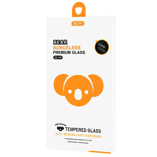 Προστατευτική μεμβράνη οθόνης Bear Borderless για Apple iPhone 17e / 16e / 14, Ασφαλισμένο γυαλί, Πλήρης κόλλα