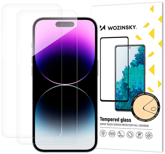Προστατευτική μεμβράνη οθόνης WZK για Apple iPhone 18 Pro / 17 Pro / 16 Pro, ασφαλισμένο γυαλί, πλήρης κόλλα, σετ 2 τεμαχίων