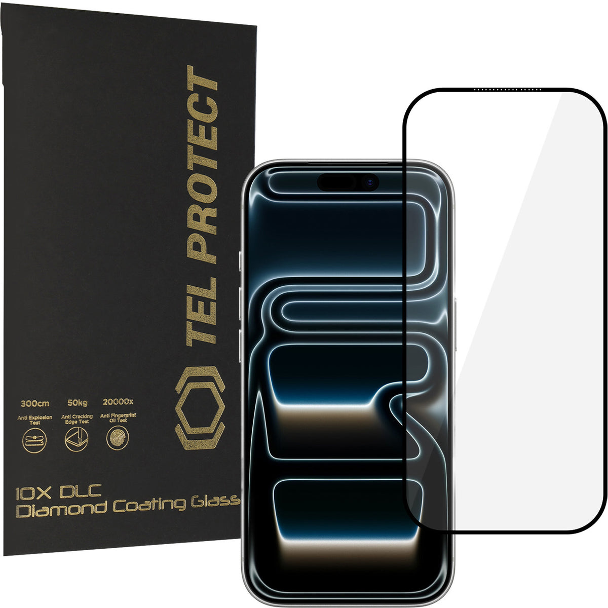 Προστατευτικό οθόνης Tel Protect 10X HD DLC Diamond Coating για Apple iPhone 18 Pro / 17 Pro, Σκληρυμένο Γυαλί, Full Glue, Μαύρο
