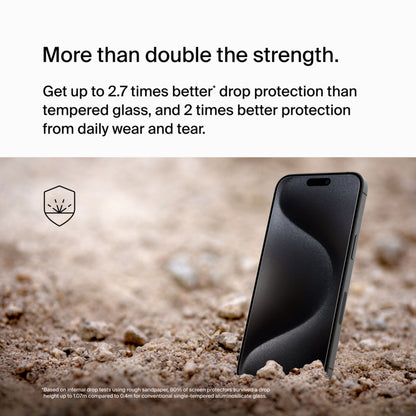 Προστατευτική μεμβράνη οθόνης Belkin ScreenForce UltraGlass 2 για Apple iPhone 15 Pro Max, Ασφαλισμένο γυαλί, Full Glue OVA134zz
